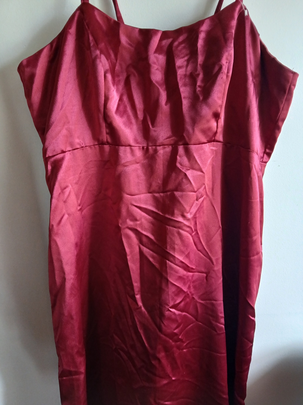 Women's Satin Midi Dress in Deep Red - Brand Unknown 8